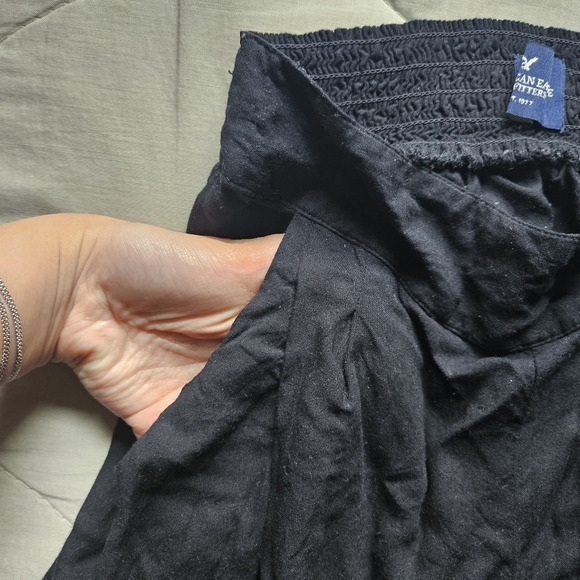 AMERICAN EAGLE Black Soft Pants Crop length Ruched Side XXS AE - Picture 5 of 7